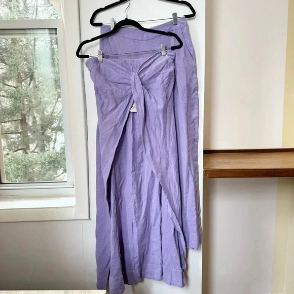 New Free People Banita Set Two Piece Pants Top Linen Blend Lavender Purple XS - Picture 5 of 15